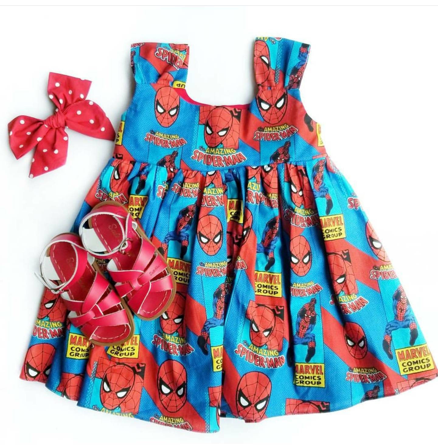 Spiderman Toddler Dress Girly Superhero Dress Spiderman Girl Etsy UK