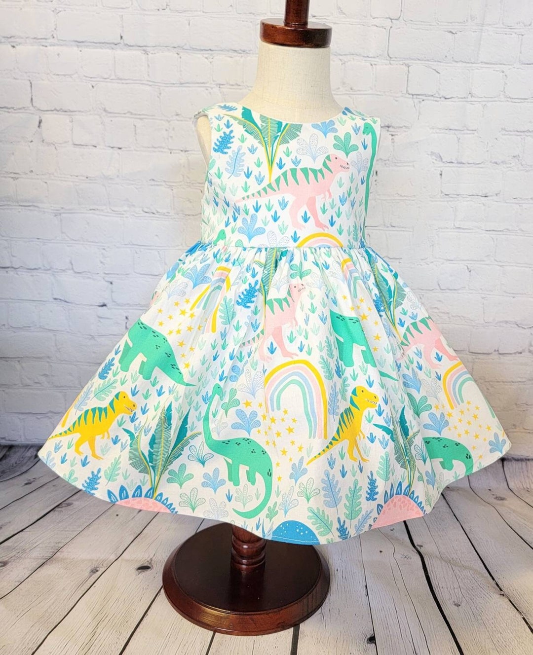 Dinosaur Dress for Girls,baby Dinosaur Dress, Toddler Dinosaur Dress, Pastel Dinosaur Dress, Two