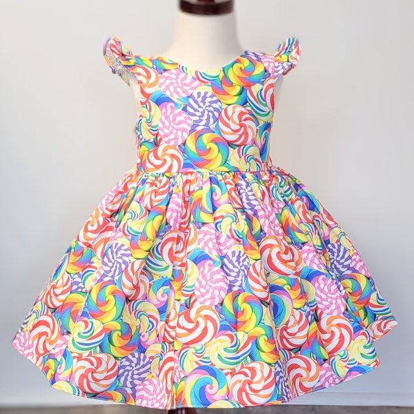 Deux robes sucrées pour filles, robe Candyland pour filles, robe sucette pour filles, deux robes d'anniversaire sucrées, robe de soirée bonbons, robe de soirée wonka