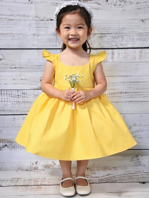 cute yellow dress Yellow Satin Long A-Line Prom Dress, Cute Short Sleeve Evening Dress w main image 0
