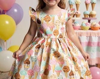 ice cream dress pattern ice cream dress girls, ice cream dress toddler, ice cream dress baby, 1st birthday dress, smash cake dress, vintage ice cream dress