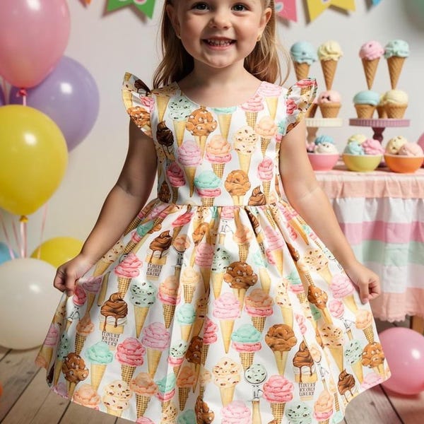 Ice cream dress girls, ice cream dress toddler, ice cream dress baby, 1st birthday dress, smash cake dress, vintage ice cream dress