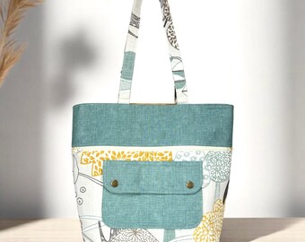 Mid-Century Modern Tote Bag: Handmade Canvas Purse