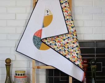 Modern Baby Quilt: Handmade Cotton Crib Blanket, Geometric Nursery Decor