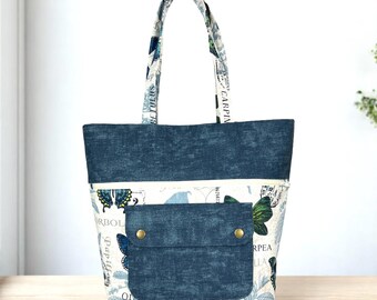 Mid-Century Modern Canvas Tote Bag: Handmade Bookbag Purse