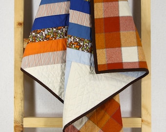 Handmade Modern Baby Quilt: Zoo Animals, Organic Cotton