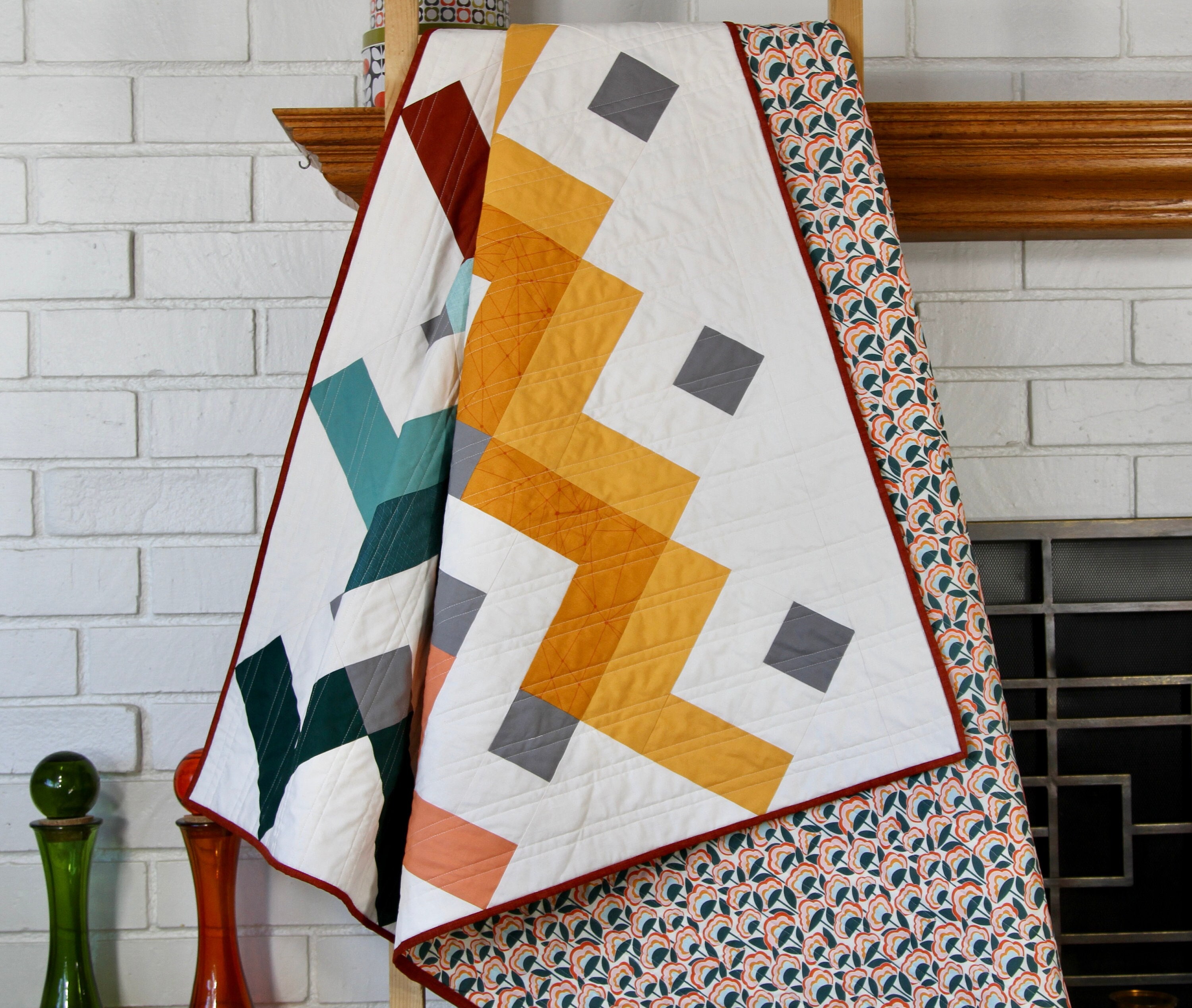 Handgemachte Moderne Wurfdecke: Geometrisches Design, Bio