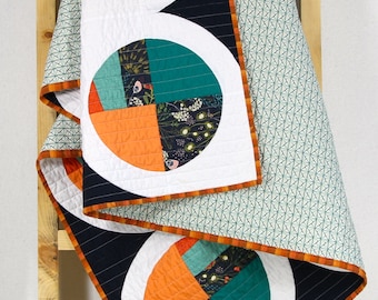 Custom Modern Fan Quilt: Handmade Organic Cotton Baby Blanket