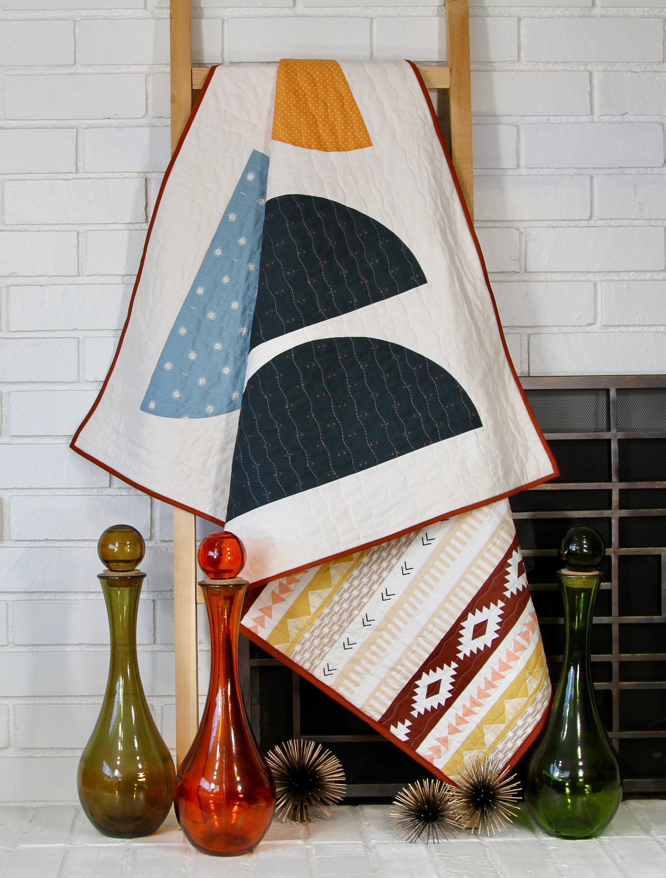 Handmade Modern Throw Quilt: Pasadena Curves Design, Organic Cotton - Etsy