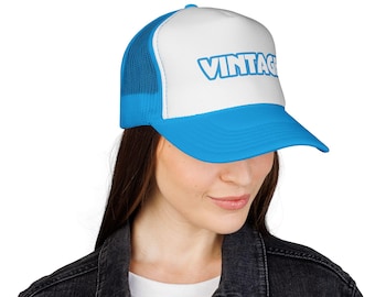 Czapka typu trucker z logo w stylu retro vintage | Zapięcie typu snapback z siateczki