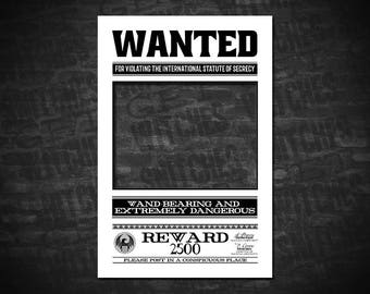 Wanted Wizard Poster 24" x 36", Have you seen this wizard Poster Prop, Printable Wanted Poster, Halloween Party decor, Instant Download