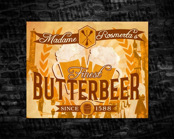 Printable Label, 7.25" x 5.75" Butterbeer Printable Label, Hallowee...