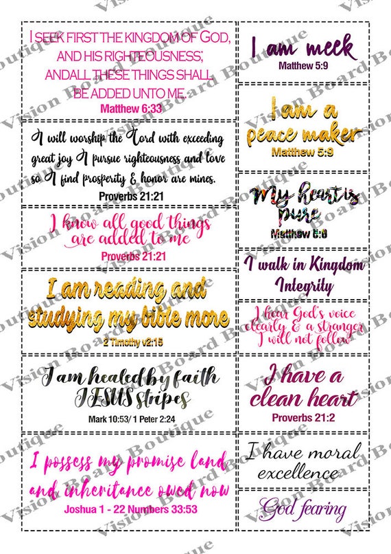 Vision Board Quote Cut Outs Quote Printable Sheets Wall Etsy