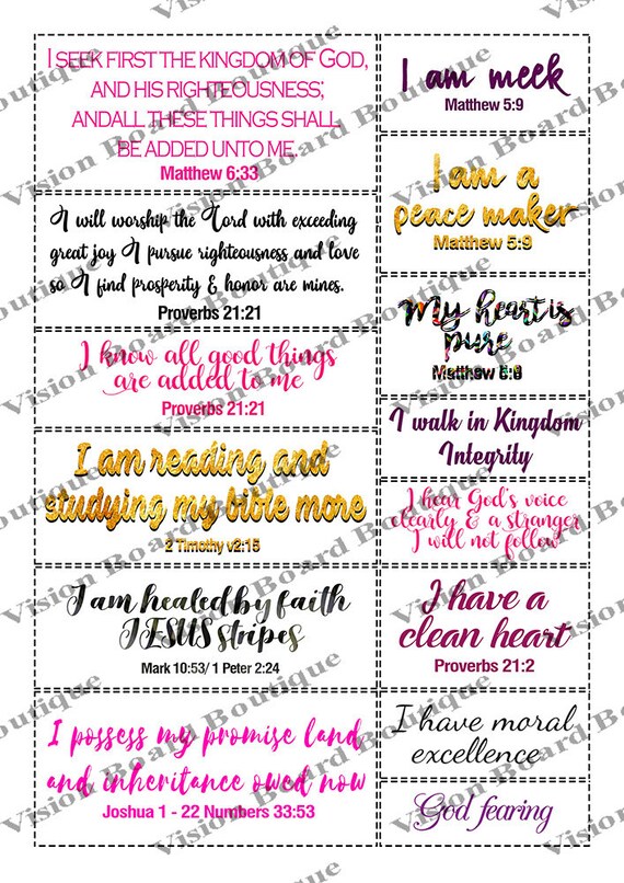 Vision Board Quote Cut Outs Quote Printable Sheets Wall Etsy