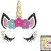 Unicorn Face Embroidery Design - 3 sizes instant download