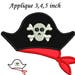 Pirate Hat Applique Embroidery Design - 3 sizes Instant download