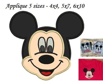 Mickey Mouse Applique Design - Mickey mouse applique face - 3,4,5,6,7 inch INSTANT DOWNLOAD