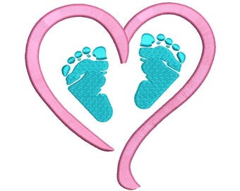 Baby feet Embroidery Design - 4 sizes instant download