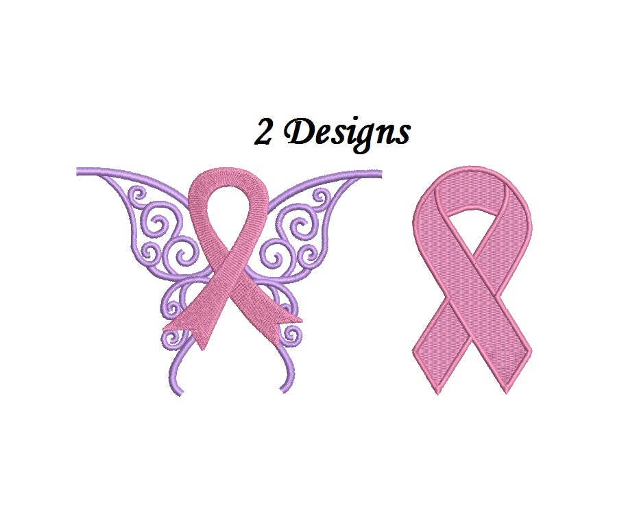 Cancer Ribbon Embroidery Design 2 designs Breast cancer Etsy