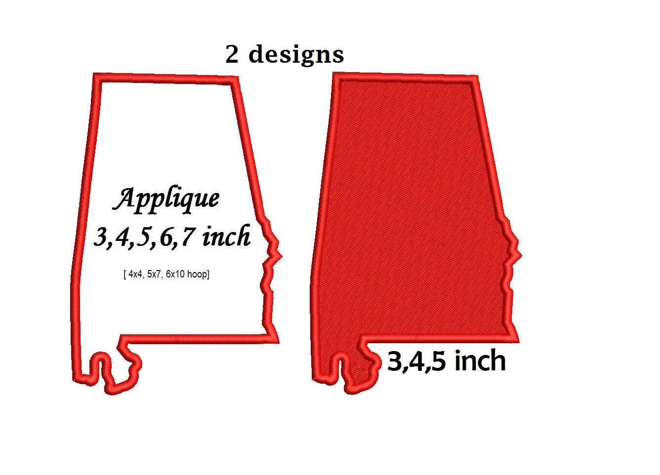 Alabama state embroidery design 2 designs applique fill  etsy Alabama state embroidery design 2 designs applique fill  etsy