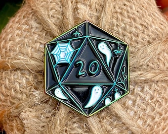 SPOOKY Rainbow D20 Enamel Pin