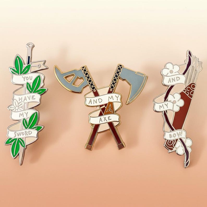 You Have My Sword, Bow & Axe Pin Set image 7