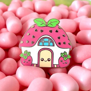 Strawberry House Enamel Pin