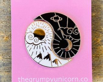 Night & day Yin Yang Enamel Pin Set