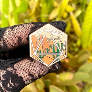 D20 Dice Desert Mirage Enamel Pin