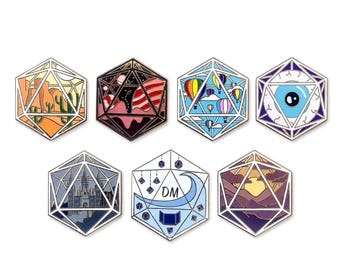 D&D D20 Würfel Emaille-Anstecknadel