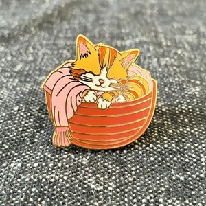 Cat in a Basket Enamel Pin