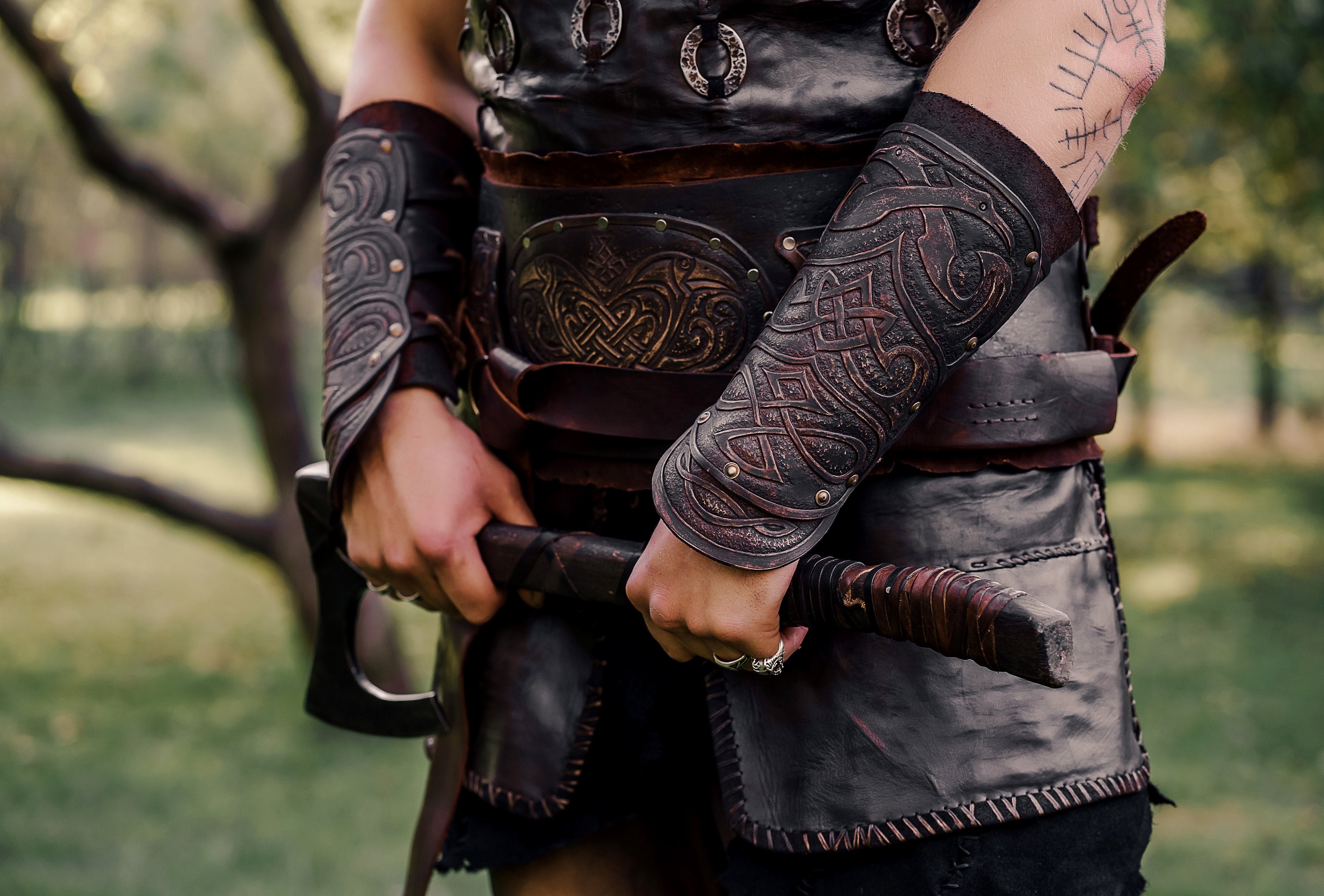 Medieval leather bracers viking larp and sca arm armor Etsy