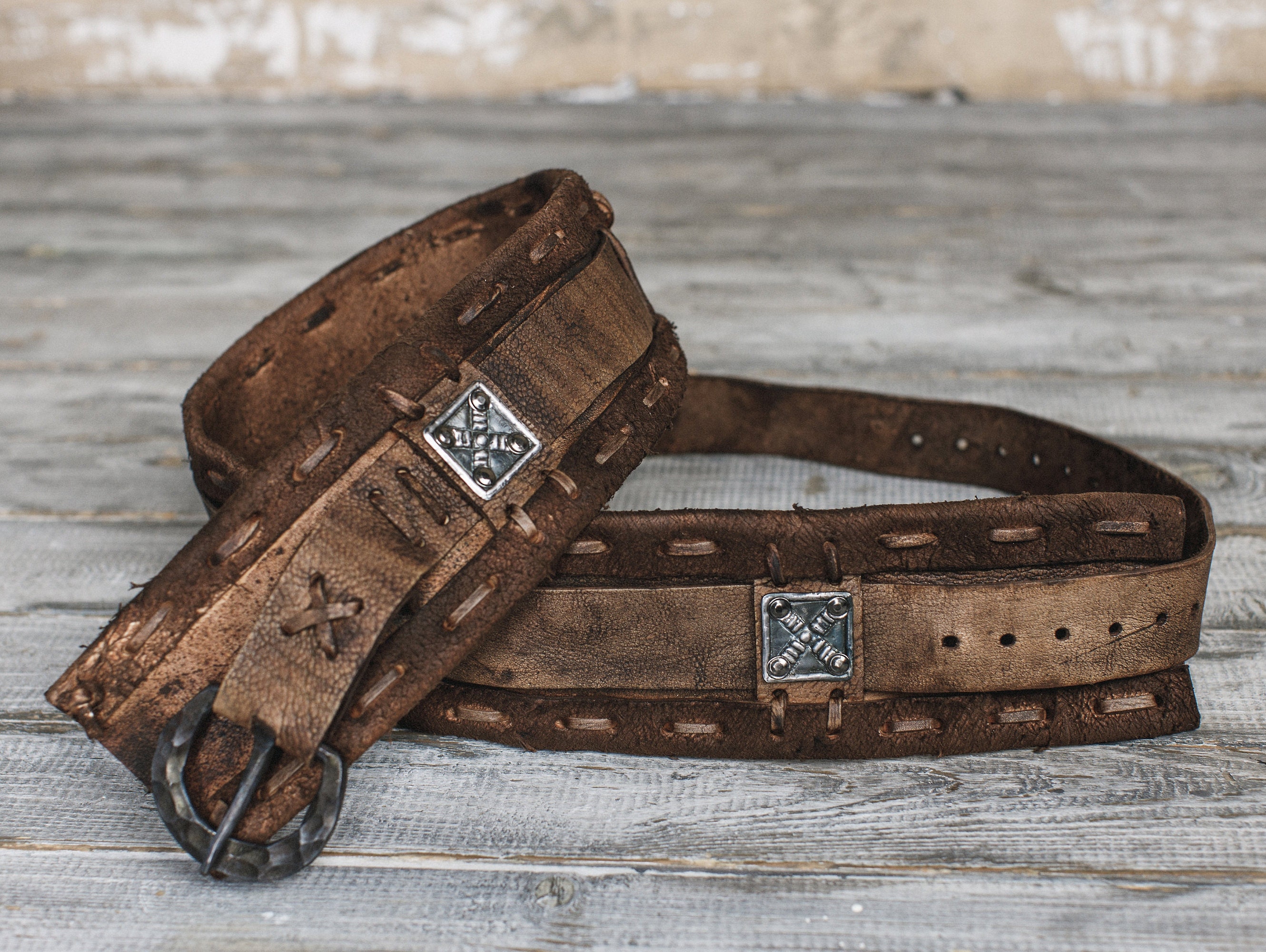 Warrior wide belt medieval leather belt celtic larp & sca Etsy