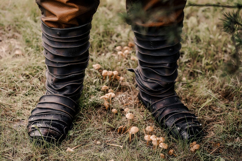 Viking black leather boots Ragnar costume Lodbrok cosplay Etsy