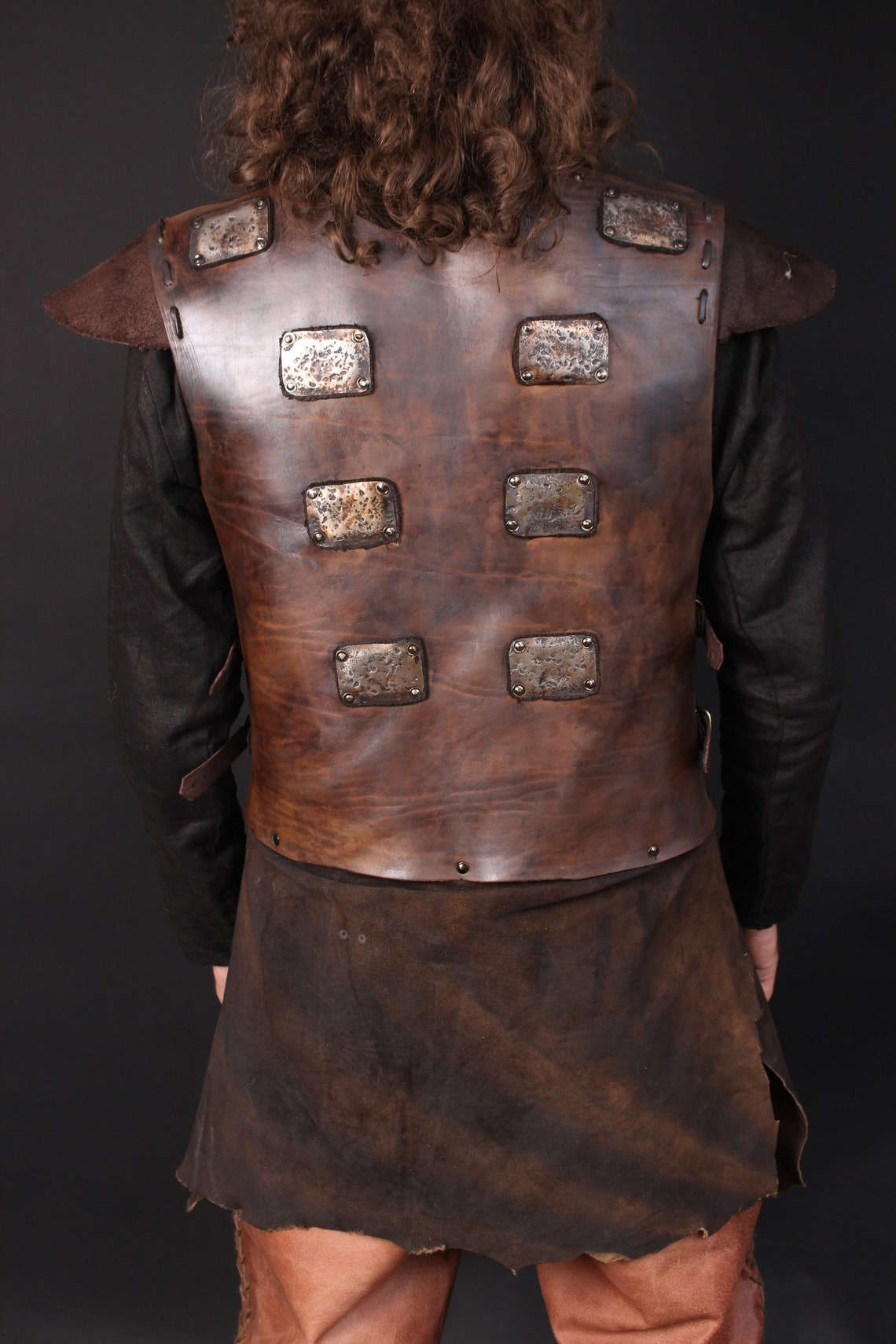 Viking body armor leather armor with brass accents medieval Etsy