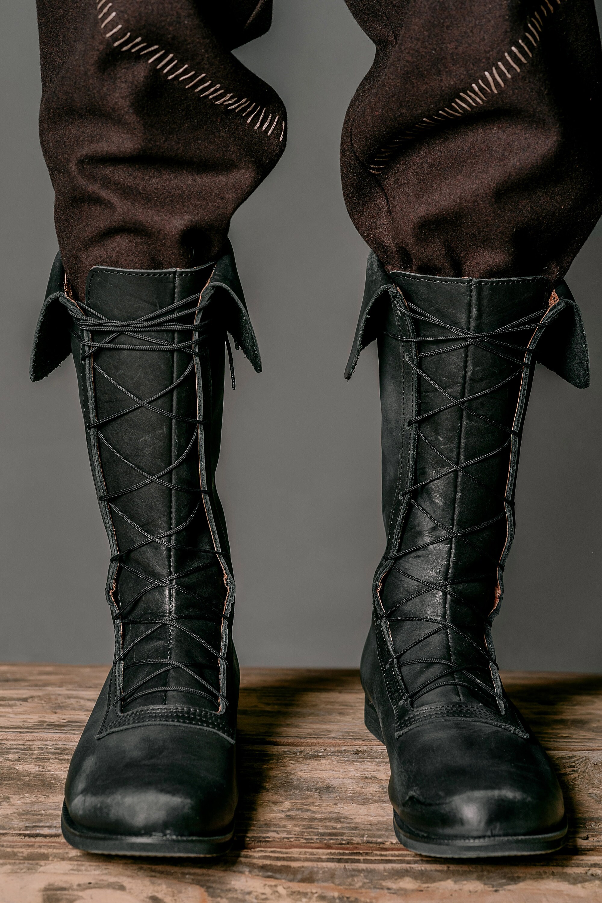 Charles Vane leather high boots black sails pirate handmade Etsy