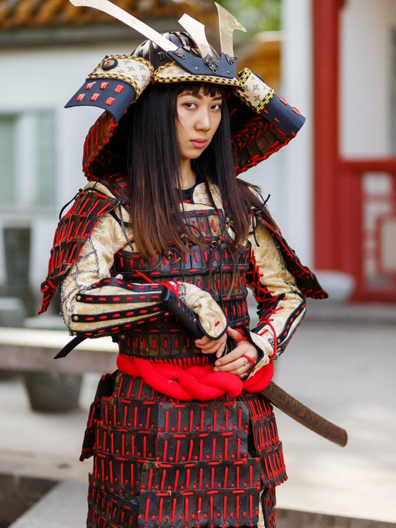 Japanese Samurai leather armor FULL samurai costume helmet Etsy