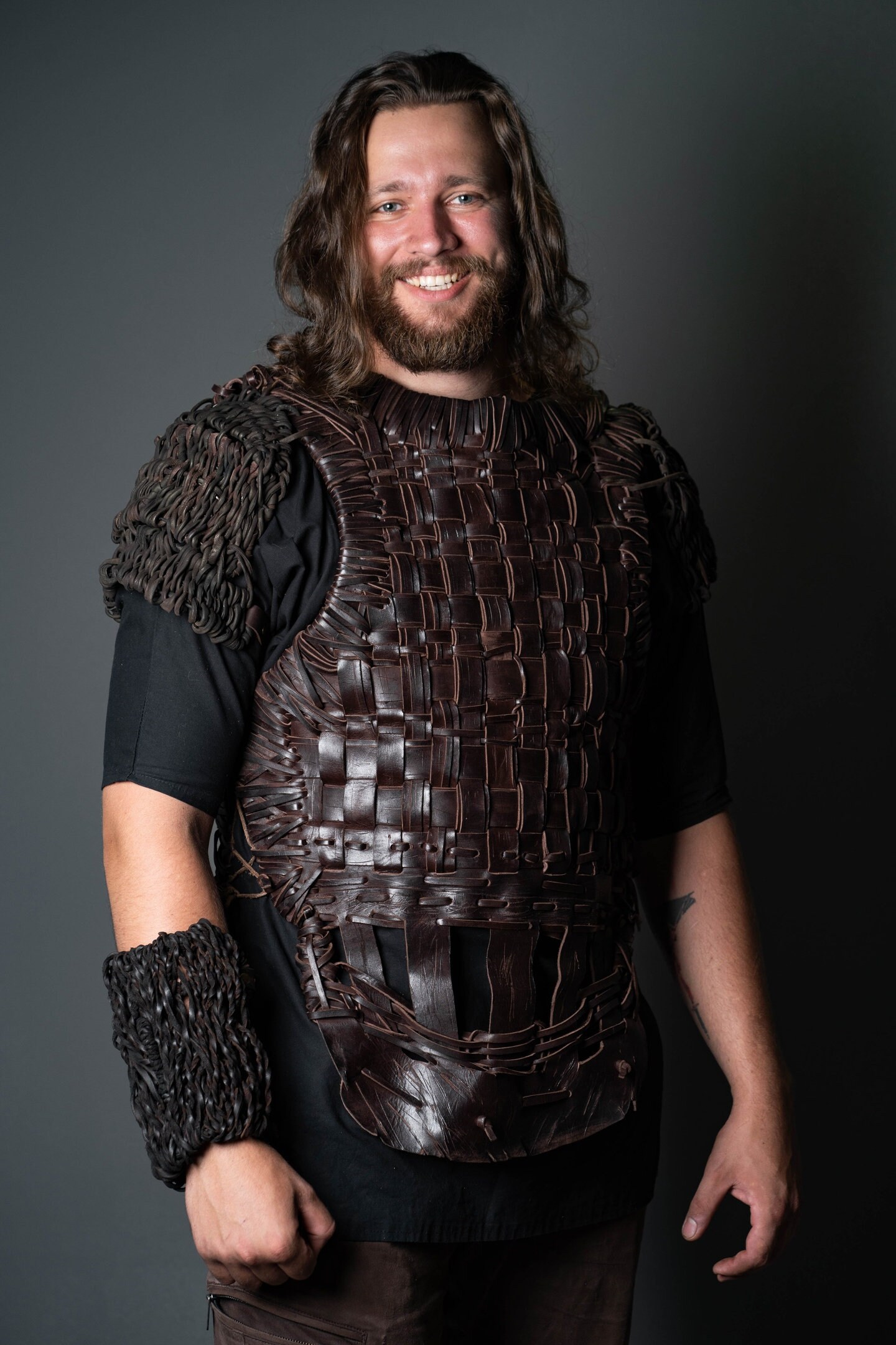Viking Body Armor With Shoulders Leather Armor With Brass Etsy