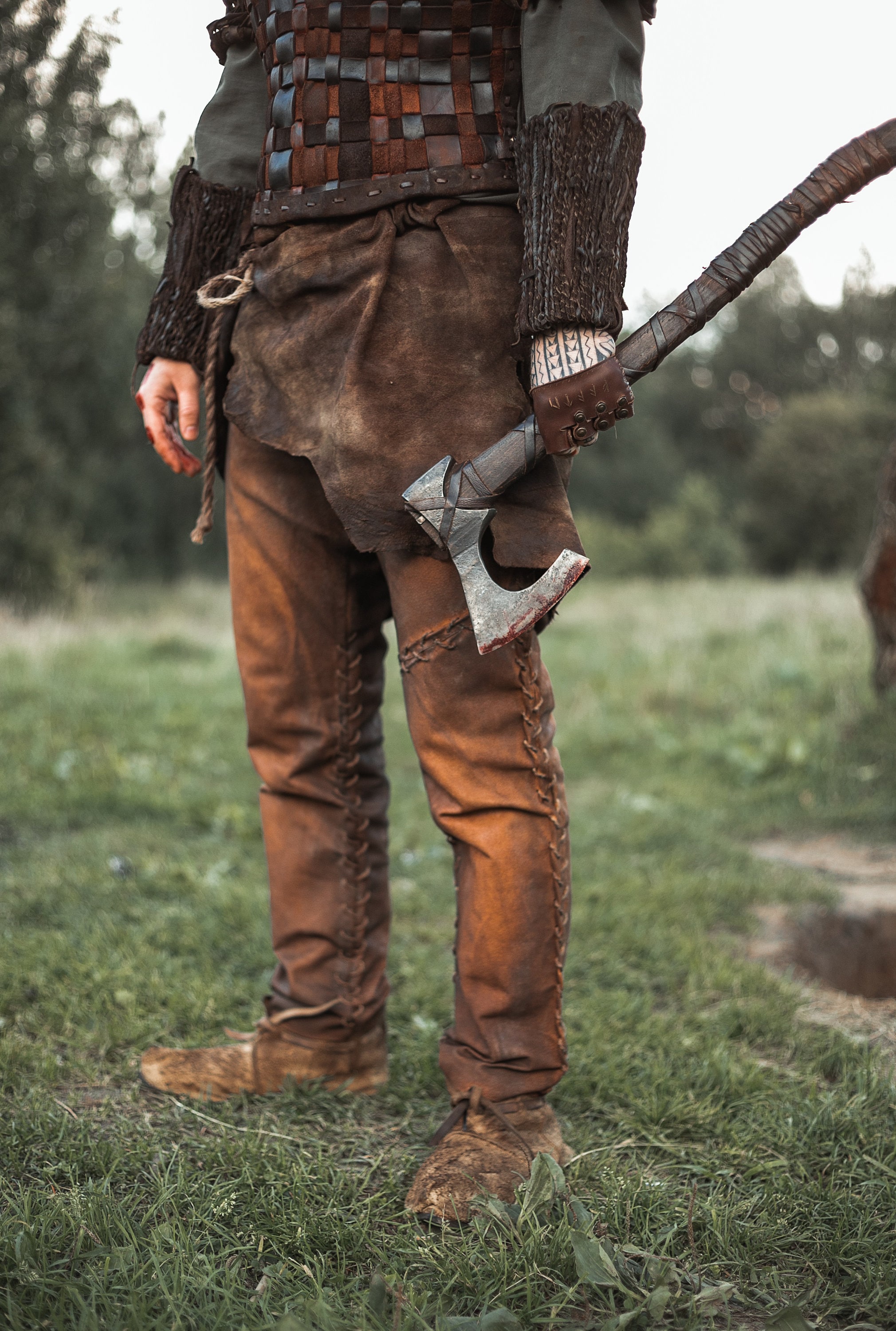 Celtic Brown Leather Bracers Larp Medieval Arm Gaurd Armor SCA cosplay pirate