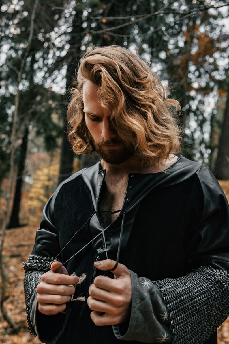 Boromir's leather tunic with chainmail sleeves Lord of | Etsy