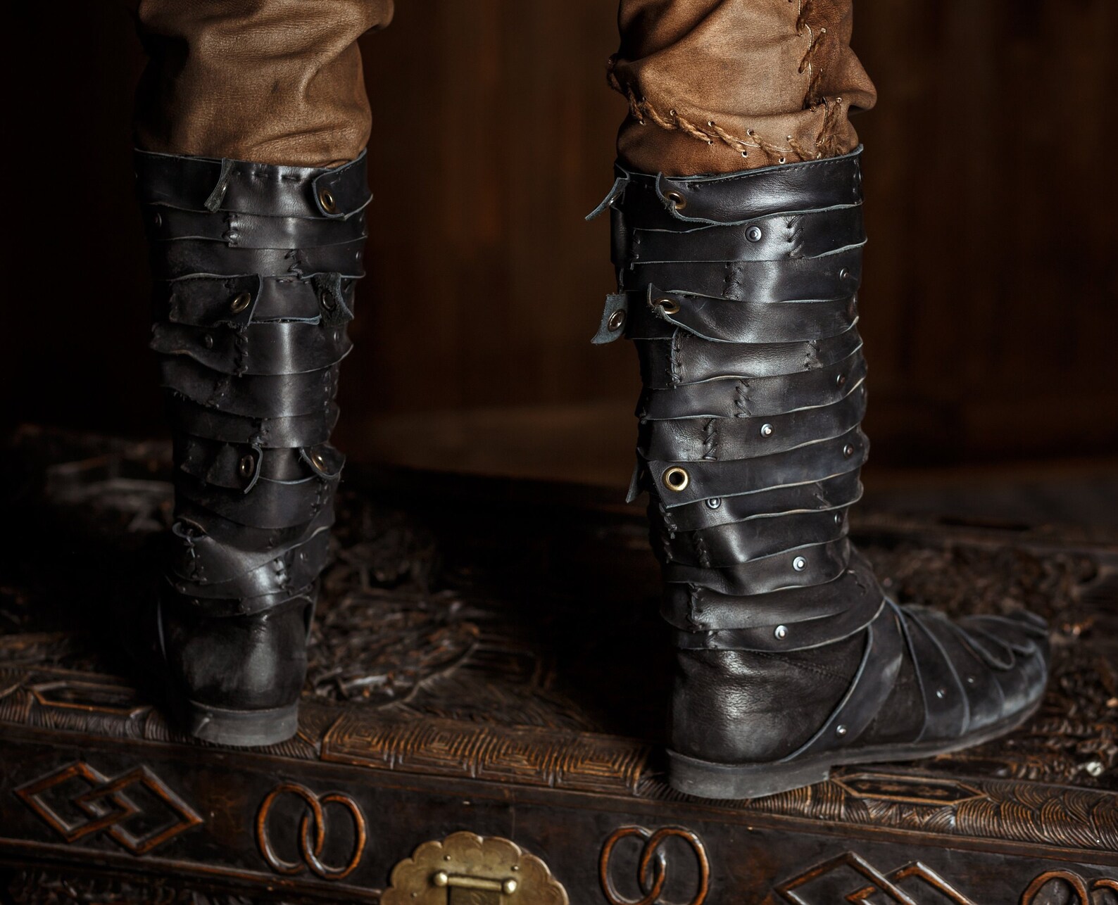Ragnar Black Leather Boots Ragnar costume Lodbrok cosplay | Etsy