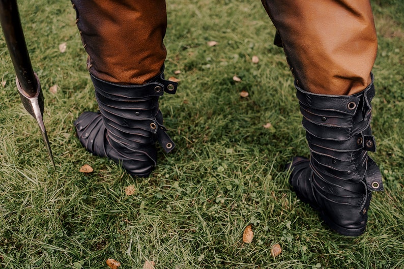 Viking black leather boots Ragnar costume Lodbrok cosplay Etsy