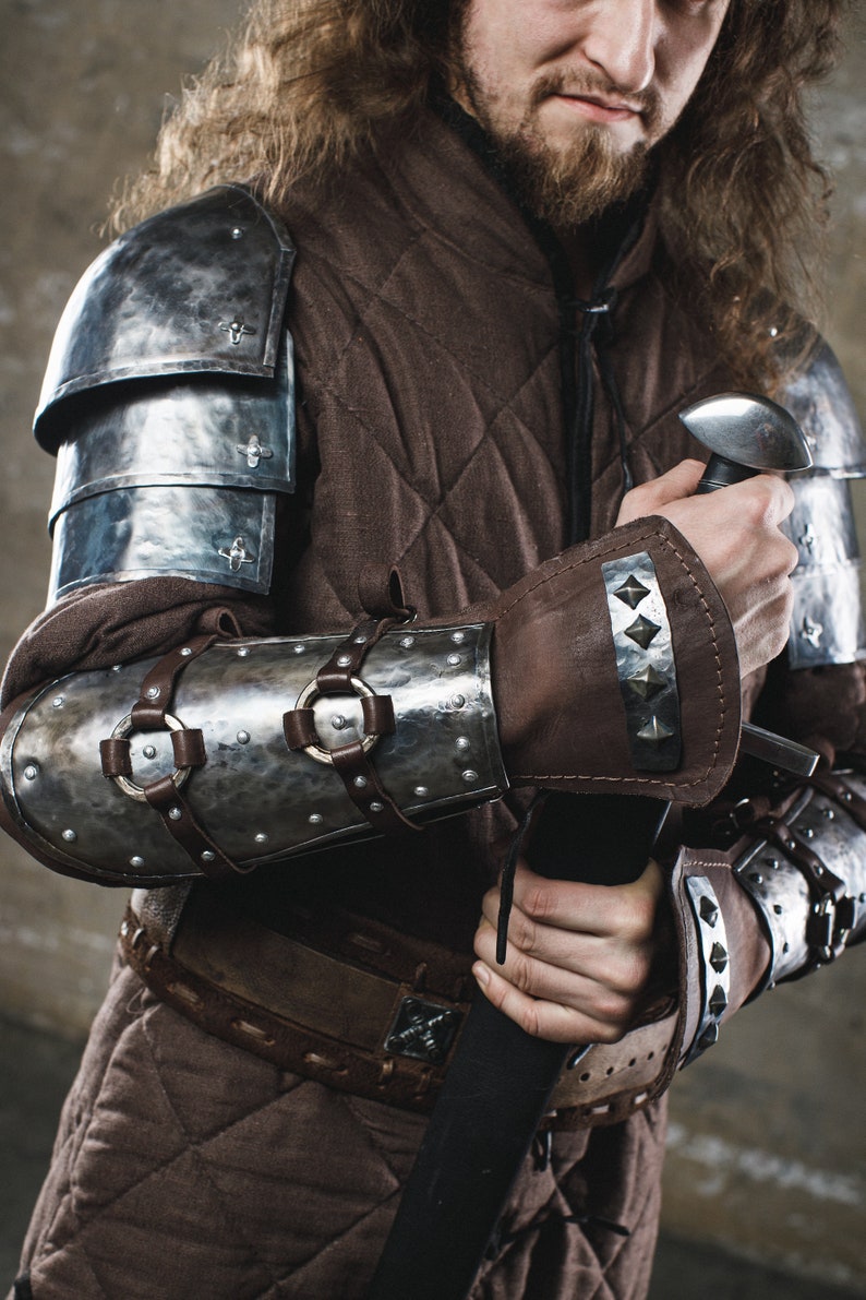 Steel shoulder armor; medieval larp pauldrons; warrior renaissance men shoulder guard; fantasy ren faire unisex cosplay
