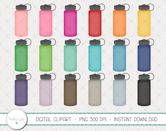 Water Bottle Clipart Set, Commercial Use, Instant Download, Digital Clipart, Clip Art, Planner Clip Art, School Clip Art- MP244