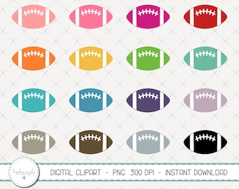 Colorful Football Clipart Set, Sports Graphics (Digital Download)