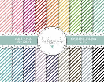 Grungy Stripe Paper Pack, Scrapbook Backgrounds (Digital Download)
