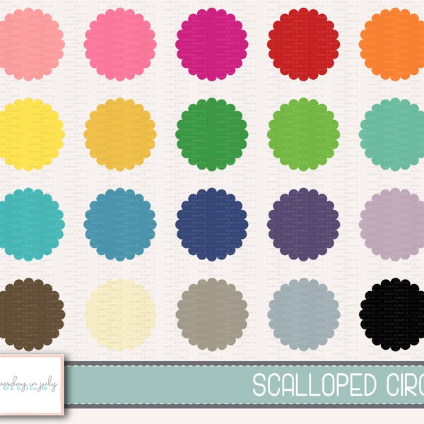 Scalloped Circle- Scalloped Circles- Scallop Circle- Clipart Set, Commercial Use, Instant Download, Digital Clipart, Digital Images-MP260