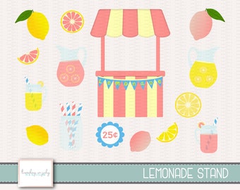 Lemonade Stand-Lemonade-Lemons-Clipart Set, Commercial Use, Instant Download, Digital Clipart, Digital Images- CP222