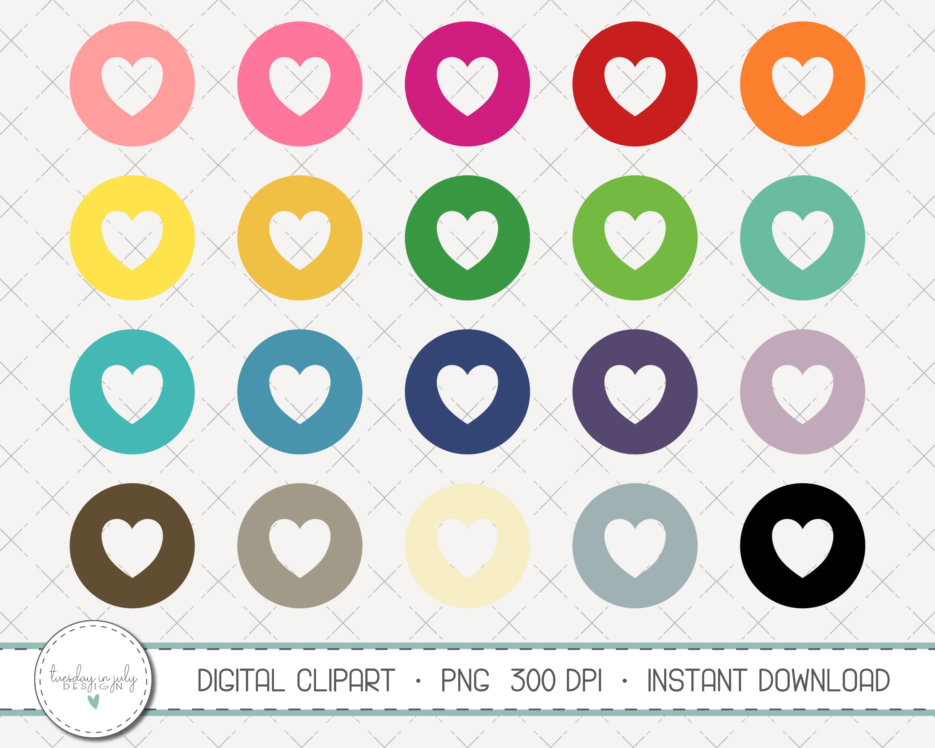 Circle with Heart Cutout- Clipart Set, Commercial Use, Instant Download, Digital Clipart, Clip Art, Planner Clip Art- MP262