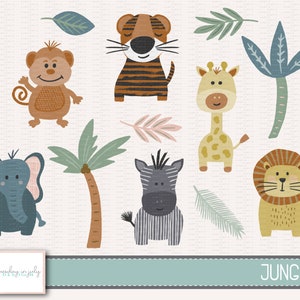 Dschungel-Tiere-Clipart-Set, handgezeichnet, kommerzielle Nutzung, sofortiger Download, digitale Clipart, digitale Bilder-CP262